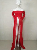 Couple Maternity Dress - Maxi Maternity Gown-red-L-JadeMoghul Inc.