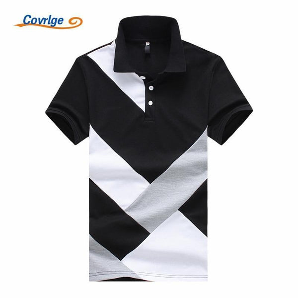 Covrlge 2018 Summer New Men's Polo Shirt Fashion Casual Cotton High Quality Short Sleeve Polo Shirt Black White Tops Male MTP060-Black-L-JadeMoghul Inc.