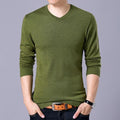 Covrlge Mens Sweaters 2017 Autumn Winter New Sweater Men V Neck Solid Slim Fit Men Pullovers Fashion Male Polo Sweater MZM004-Green-S-JadeMoghul Inc.