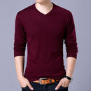 Covrlge Mens Sweaters 2017 Autumn Winter New Sweater Men V Neck Solid Slim Fit Men Pullovers Fashion Male Polo Sweater MZM004-Red-S-JadeMoghul Inc.