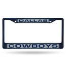 Chrome License Plate Frames Cowboys Navy Laser Colored Chrome Frame