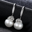 Crown Shape Cute silver 925 Jewelry - Natural Pearl Earrings Gift for Girls-White-JadeMoghul Inc.