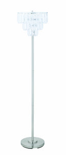 Crystal Accented Tiered Floor Lamp with Metal Base, Silver-Floor Lamp-Silver-Metal and Crystal-JadeMoghul Inc.