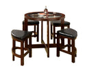 Crystal Cove I Quaint Virile 5 Piece Counter Height Table Set, Dark Walnut-Living Room Furniture Sets-Dark Walnut-Leatherette Tempered Glass Solid Wood & Others-JadeMoghul Inc.