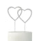 Crystal Rhinestone Double Heart Cake Topper - Silver (Pack of 1)-Wedding Cake Toppers-JadeMoghul Inc.