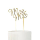 Crystal Rhinestone Mr & Mrs Cake Topper - Gold (Pack of 1)-Wedding Cake Toppers-JadeMoghul Inc.