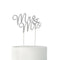 Crystal Rhinestone Mr & Mrs Cake Topper - Silver (Pack of 1)-Wedding Cake Toppers-JadeMoghul Inc.