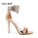 Crystal Women Pumps Fashion Zipper High Heels Wedding Lady Shoes Thin Heels Chaussure Femme Talon 014C1068 -5-Gold-5.5-JadeMoghul Inc.