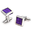 Cufflink Vintage Cufflinks LO1189 Rhodium Brass Cufflink with Epoxy in Amethyst Alamode Fashion Jewelry Outlet