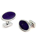 Cufflink Vintage Cufflinks LO1190 Rhodium Brass Cufflink with Epoxy in Amethyst Alamode Fashion Jewelry Outlet