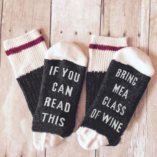 Custom wine socks If You can read this Bring Me a Glass of Wine Socks autumn spring fall 2017 new arrival-3-JadeMoghul Inc.