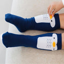Cute baby socks knee high socks baby soft cotton kawaii duck penguin design cartoon pattern kids long socks-Blue-JadeMoghul Inc.