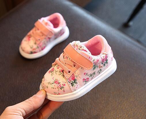 Cute Girl Floral Sneakers With Velcro Closure-pink-3-JadeMoghul Inc.