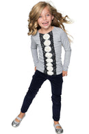 Cute Grey Fancy T-shirt - Girls-Not Printed-XS (3/4)-Heather Gray-JadeMoghul Inc.