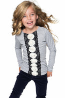 Cute Grey Fancy T-shirt - Girls-Not Printed-XS (3/4)-Heather Gray-JadeMoghul Inc.