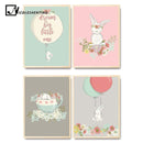 Cute Rabbit Balloon Poster Nursery Wall Art Canvas Print Cartoon Nordic Style Painting Picture Children Living Room Decoration