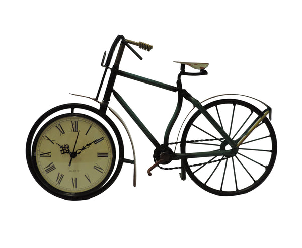 Cycle Shaped Metal Table Clock With Analog Display, Multicolor-Wall clocks-Multicolor-JadeMoghul Inc.