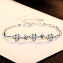 CZCITY Brand Cubic Zirconia 925 Sterling Silver Bracelet for Women Genuine 925 Silver Charm Flower Chain Link Bracelet Jewellry--JadeMoghul Inc.