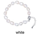 DAIMI 9-10mm Baroque Bracelet Natural White Freshwater Pearl Bracelet 6 Color For Choice Christmas Gift For Women-white-JadeMoghul Inc.
