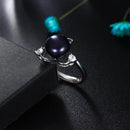 Dainashi 2017 Hot Selling 925 Sterling Silver Ring For Women love Ring 9-10 mm Genuine Freshwater Pearl Jewelry High Quality-Resizable-black-JadeMoghul Inc.