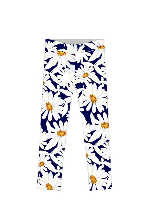 Daisyland Lucy Cute Floral Print Full-Length Leggings - Girls-Daisyland-18M/2-Navy/White-JadeMoghul Inc.