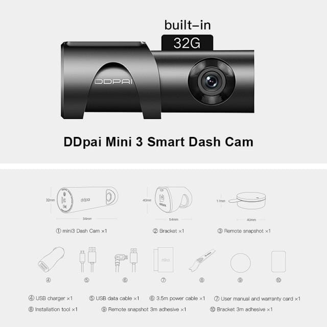 DDPAI Dash Cam Mini 3 1600P HD Dvr Car Camera Mini3 Auto Drive Vehicle Video Recroder 2K Android Wifi Smart 24H Parking Camera AExp