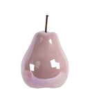 Decorative Accessories Pearlescent Ceramic Pear Figurine- Small- Pink- Benzara Benzara
