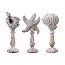 Decorative Accessories Polyresin Aquatic Figurines on Stand Assortment of 3 - Brown - Benzara Benzara