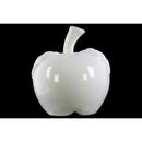 Decorative Apple Figurine In Ceramic, Large, Glossy White-Statues-White-Ceramic-JadeMoghul Inc.