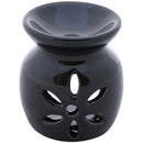 Decorative Objects and Figurines Small Black Floral Cut Work Oil Diffuser In Ceramic Brand Benzara