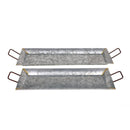 Decorative Trays Rectangular Shaped Metal Galvanized Trays, Set Of 2, Silver Benzara