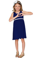 Deep Sea Sanibel Empire Waist Navy Catchy Dress - Girls-Solid-18M/2-Blue-JadeMoghul Inc.