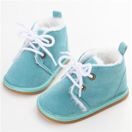 Delebao Cotton Shallow Baby Shoes Lace-Up Solid For Autumn Winter Warm Baby Girl Shoes High Quality Rubber First Walkers-Blue-1-JadeMoghul Inc.