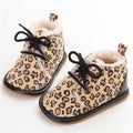 Delebao Cotton Shallow Baby Shoes Lace-Up Solid For Autumn Winter Warm Baby Girl Shoes High Quality Rubber First Walkers-Leopard-1-JadeMoghul Inc.