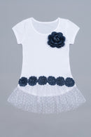 Denim Trim Top - Girls-Girls Short Sleeve Fancy Tops-3-White-JadeMoghul Inc.