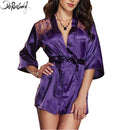 DeRuiLaDy Sexy Women Robe Backless Lace Splice Kimono Sauna Robe Femme Belt Home Bathrobe Sexy Mini Robe Kimono feminino-Black-L-JadeMoghul Inc.