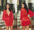 DeRuiLaDy Sexy Women Robe Backless Lace Splice Kimono Sauna Robe Femme Belt Home Bathrobe Sexy Mini Robe Kimono feminino-Red-L-JadeMoghul Inc.