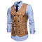 Designer Dress Vests For Men - Slim Fit Men's Suit Vest - Double Breasted Waistcoat-Khaki-L-JadeMoghul Inc.