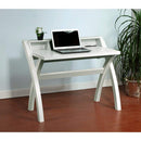 Desks and Hutches Sleek Contemporary Desk With Cross Legs, White Benzara