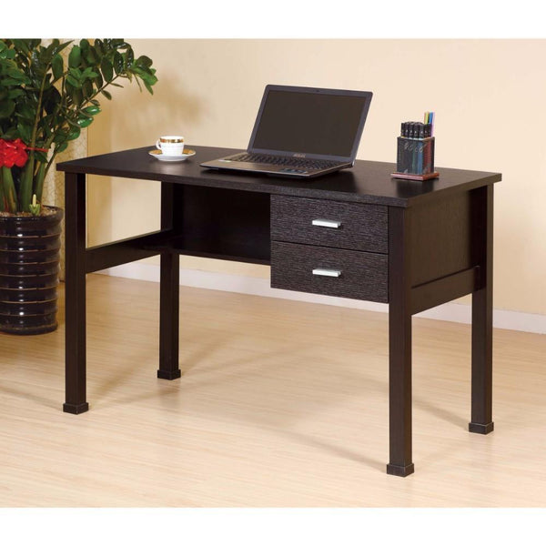 Desks and Hutches Sophisticated Dark Brown Finish 2 Drawers Desk. Benzara