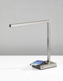 Desks Bedroom Desk - 5" X 16.5" X 16" Brushed Steel Metal LED Desk HomeRoots
