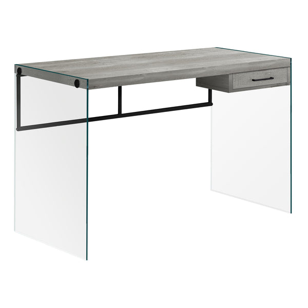 Desks Black Desk - 23'.75" x 48" x 30" Grey, Black, Clear, Particle Board, Glass, Metal, Tempered Gl - Computer Desk HomeRoots