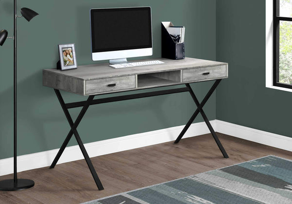 Desks Black Desk - 29.25" Grey Reclaimed Wood Particle Board and Black Metal Computer Desk HomeRoots