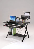 Desks Black Desk - 43" X 24" X 36" Black Glass Computer Desk HomeRoots