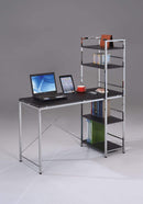 Desks Black Desk - 47" X 20" X 54" Black And Chrome Wooden Computer Desk With Shelves HomeRoots