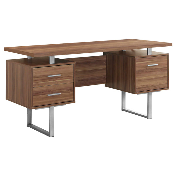 Desks Cheap Desk - 23'.75" x 60" x 30'.25" Walnut, Silver, Particle Board, Hollow-Core, Metal - Computer Desk With A Hollow Core HomeRoots