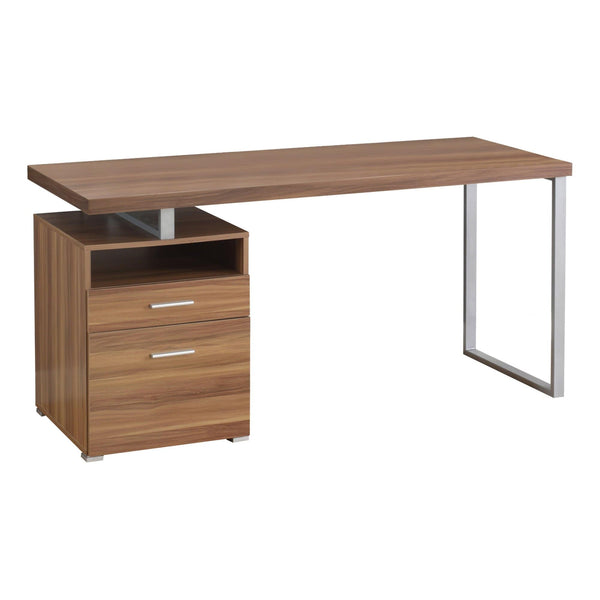 Desks Cheap Desk - 23'.75" x 60" x 30" Walnut, Silver, Particle Board, Hollow-Core, Metal - Computer Desk HomeRoots