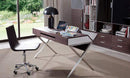 Desks Home Office Desk - 30" Brown Oak and Grey Veneer and Stainless Steel Office Desk HomeRoots