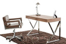 Desks Home Office Desk - 30" Walnut Veneer and Steel Office Desk HomeRoots