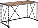 Desks Home Office Desk - 48" X 24" X 28" Rustic Oak And Antique Black Particle Board Desk HomeRoots